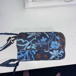 Vera Bradley Floral Wristlet - Blue and Brown